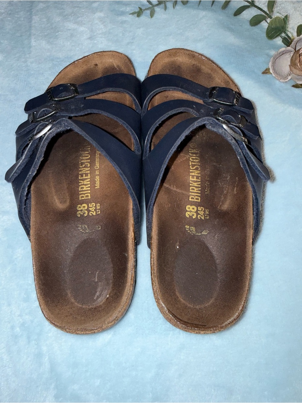 Navy Birkenstocks Florida Softbed - Picture 2 of 5